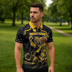 Custom Richmond Football Zipper Polo Shirt Aboriginal Dot Art Pattern
