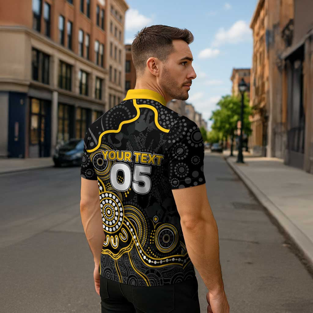 Custom Richmond Football Zipper Polo Shirt Aboriginal Dot Art Pattern