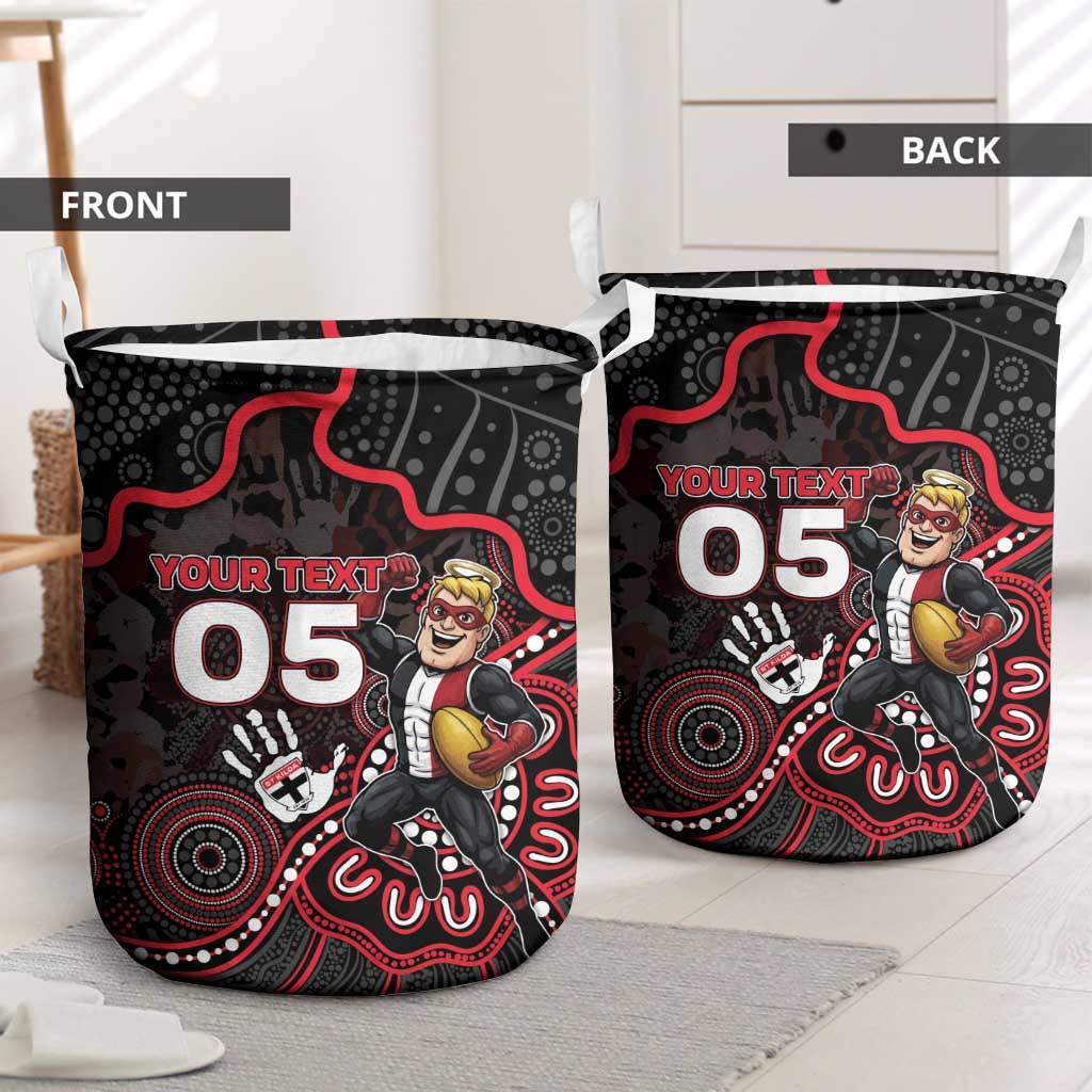 Custom Saints Football Laundry Basket Aboriginal Dot Art Pattern