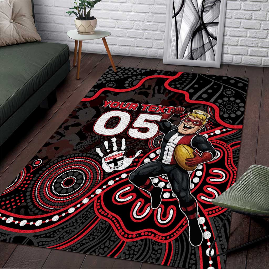 Custom Saints Football Area Rug Aboriginal Dot Art Pattern