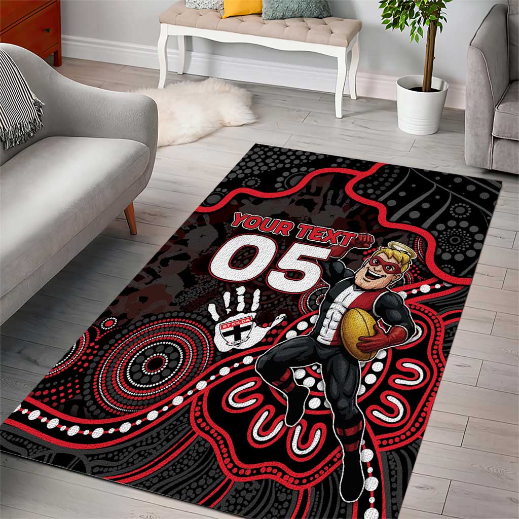 Custom Saints Football Area Rug Aboriginal Dot Art Pattern