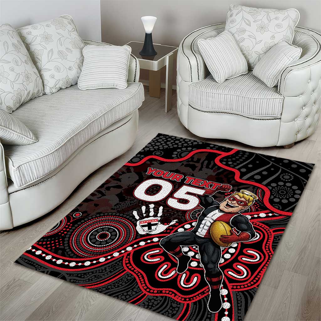 Custom Saints Football Area Rug Aboriginal Dot Art Pattern