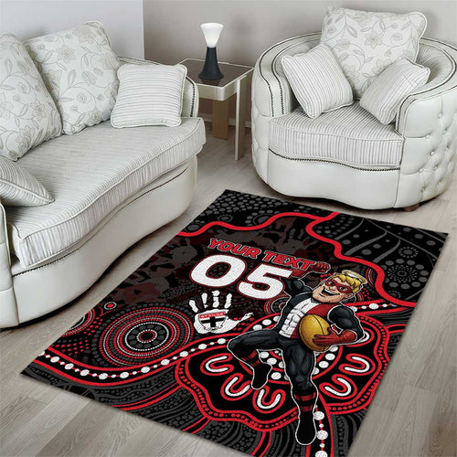 Custom Saints Football Area Rug Aboriginal Dot Art Pattern