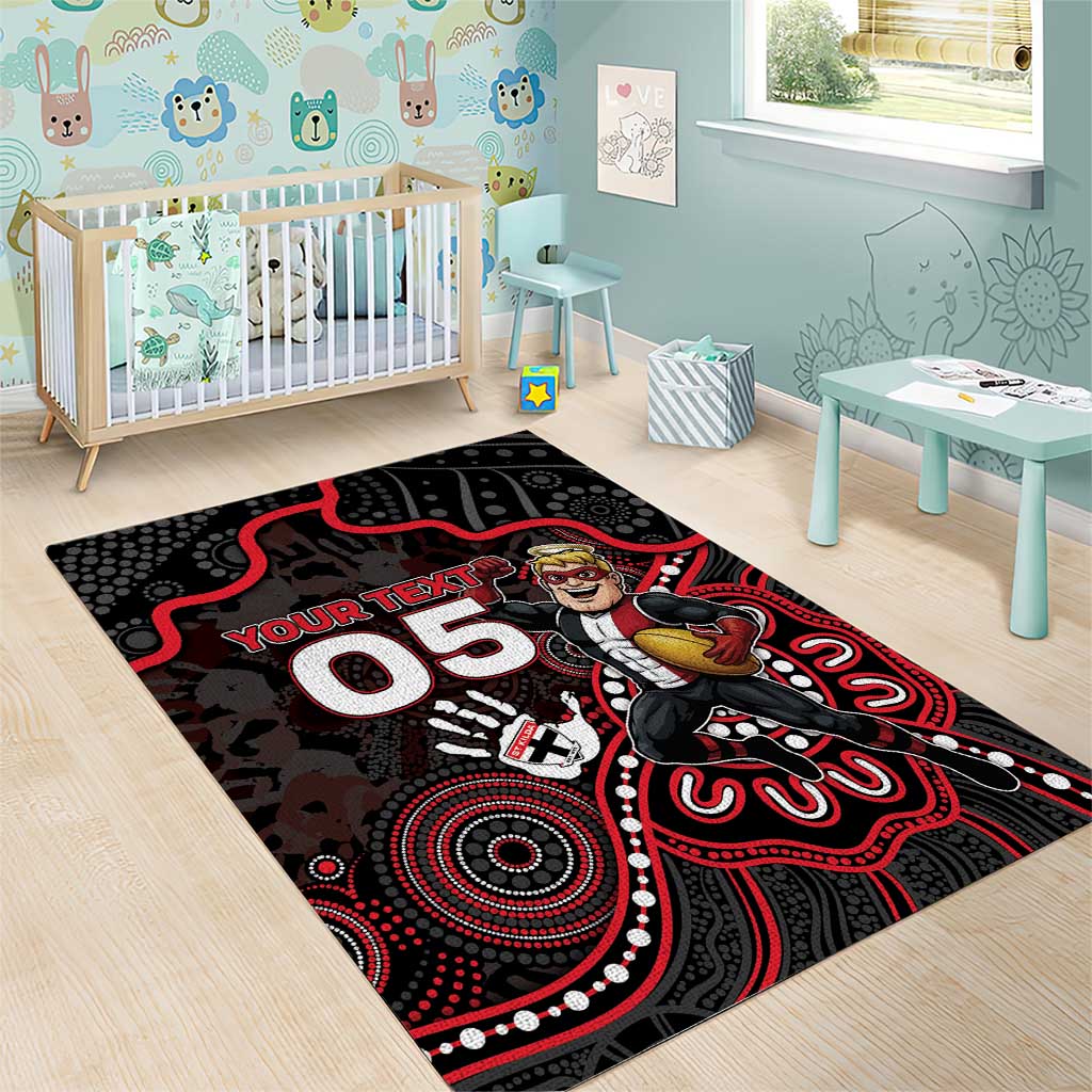 Custom Saints Football Area Rug Aboriginal Dot Art Pattern