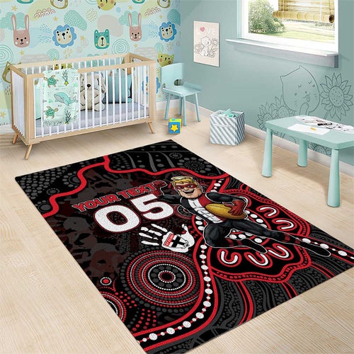 Custom Saints Football Area Rug Aboriginal Dot Art Pattern