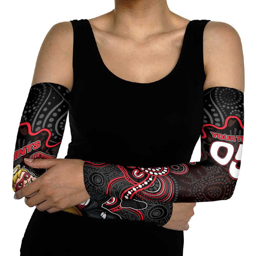 Custom Saints Football Arm Sleeves Aboriginal Dot Art Pattern