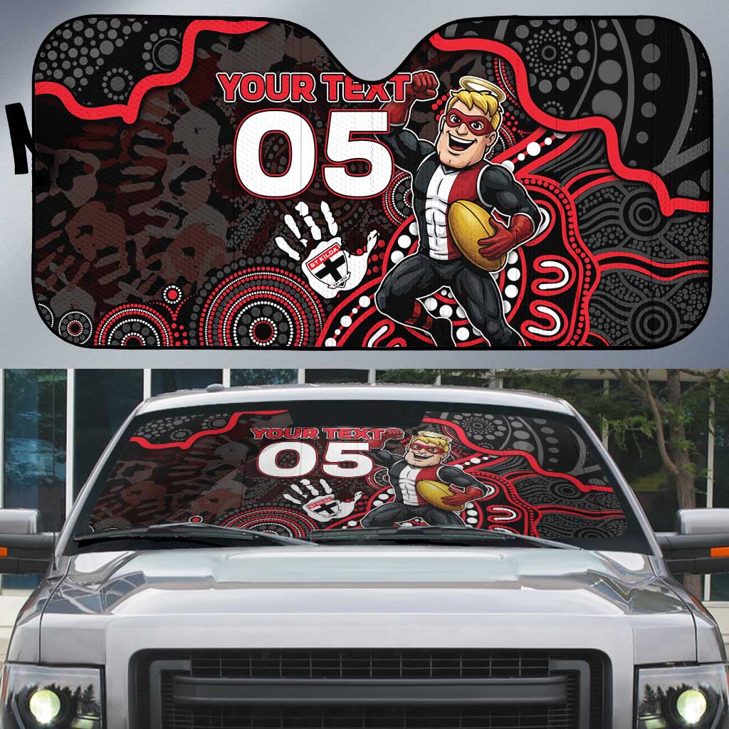 Custom Saints Football Auto Sun Shade Aboriginal Dot Art Pattern
