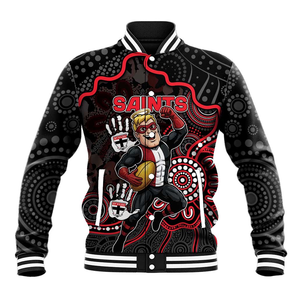 Custom Saints Football Baseball Jacket Aboriginal Dot Art Pattern