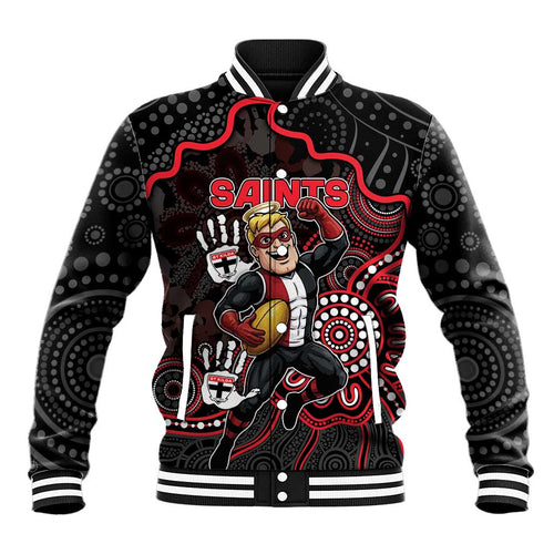 Custom Saints Football Baseball Jacket Aboriginal Dot Art Pattern