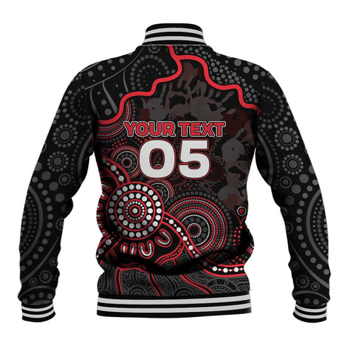 Custom Saints Football Baseball Jacket Aboriginal Dot Art Pattern