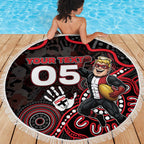 Custom Saints Football Beach Blanket Aboriginal Dot Art Pattern