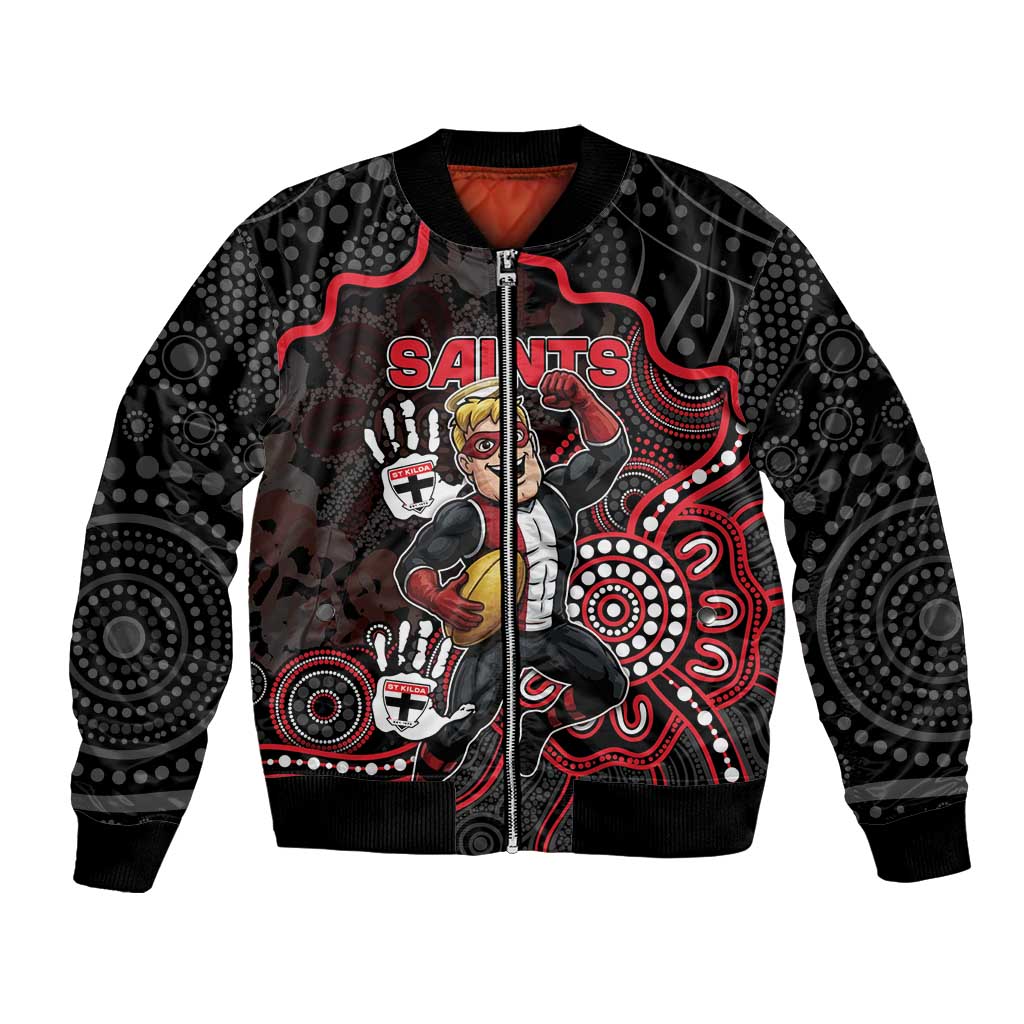 Custom Saints Football Bomber Jacket Aboriginal Dot Art Pattern