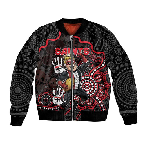 Custom Saints Football Bomber Jacket Aboriginal Dot Art Pattern