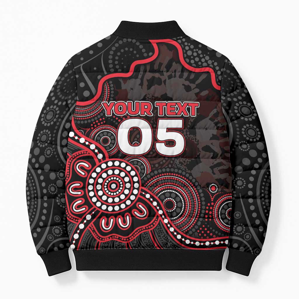 Custom Saints Football Bomber Puffer Jacket Aboriginal Dot Art Pattern
