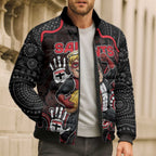 Custom Saints Football Bomber Puffer Jacket Aboriginal Dot Art Pattern