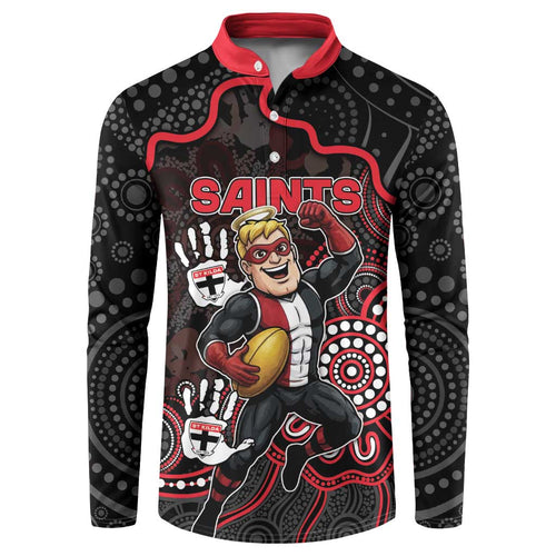 Custom Saints Football Button Sweatshirt Aboriginal Dot Art Pattern