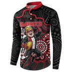 Custom Saints Football Button Sweatshirt Aboriginal Dot Art Pattern