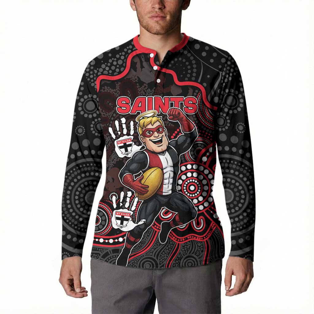 Custom Saints Football Button Sweatshirt Aboriginal Dot Art Pattern