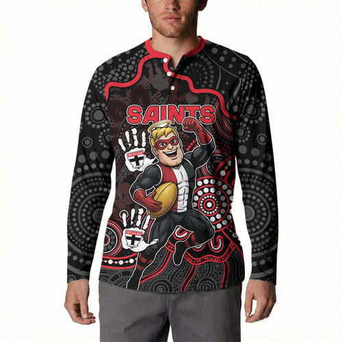 Custom Saints Football Button Sweatshirt Aboriginal Dot Art Pattern