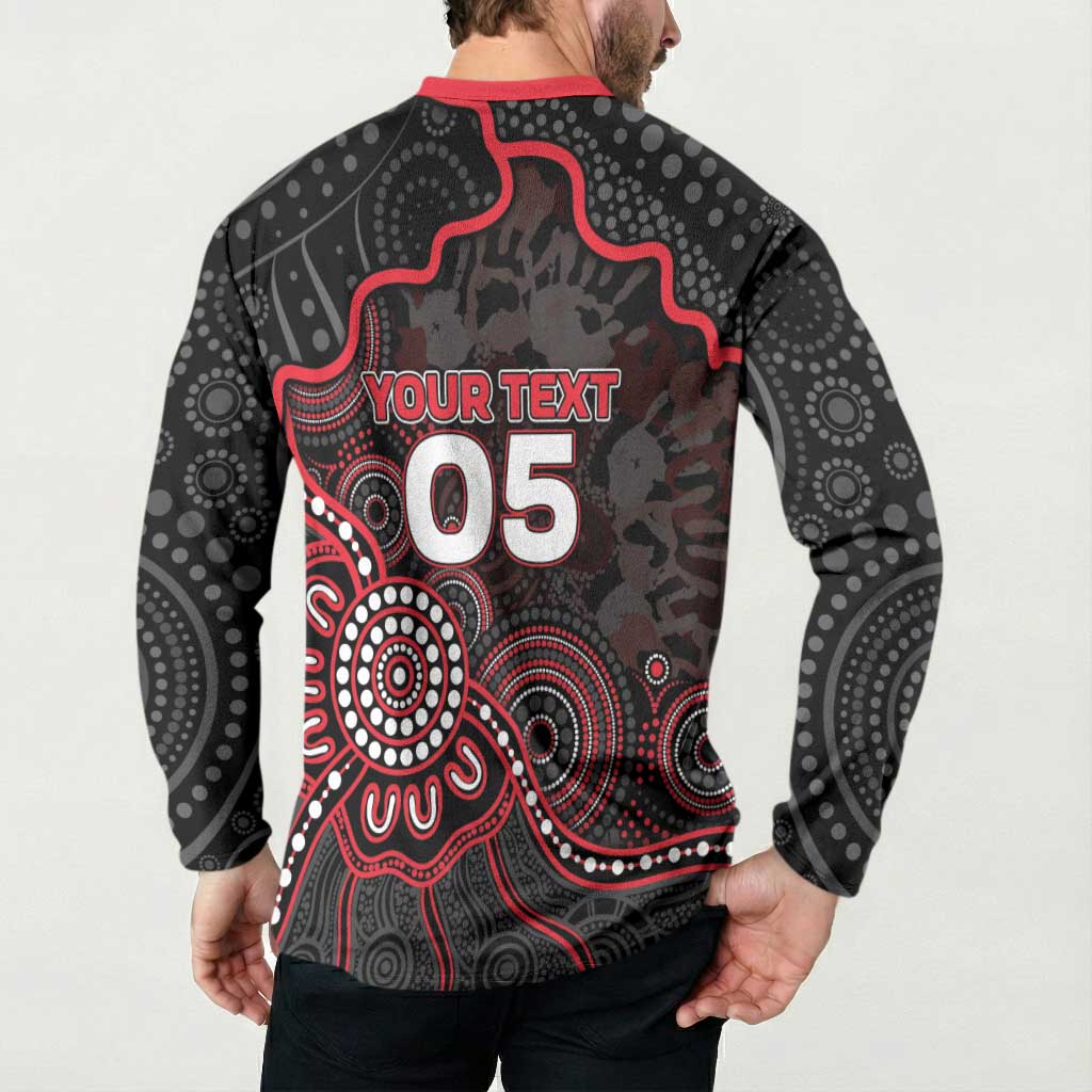 Custom Saints Football Button Sweatshirt Aboriginal Dot Art Pattern
