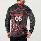 Custom Saints Football Button Sweatshirt Aboriginal Dot Art Pattern