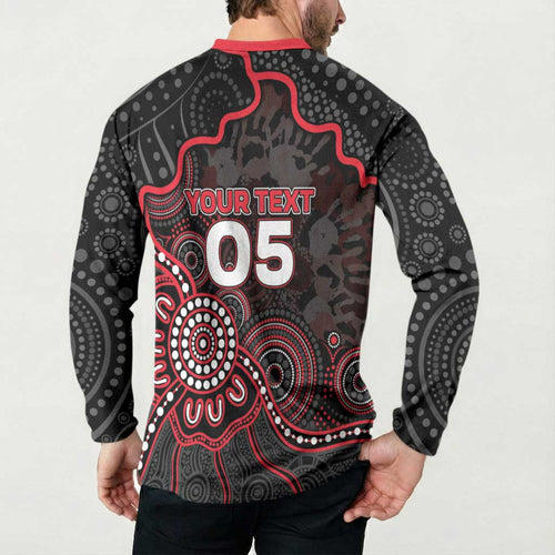 Custom Saints Football Button Sweatshirt Aboriginal Dot Art Pattern