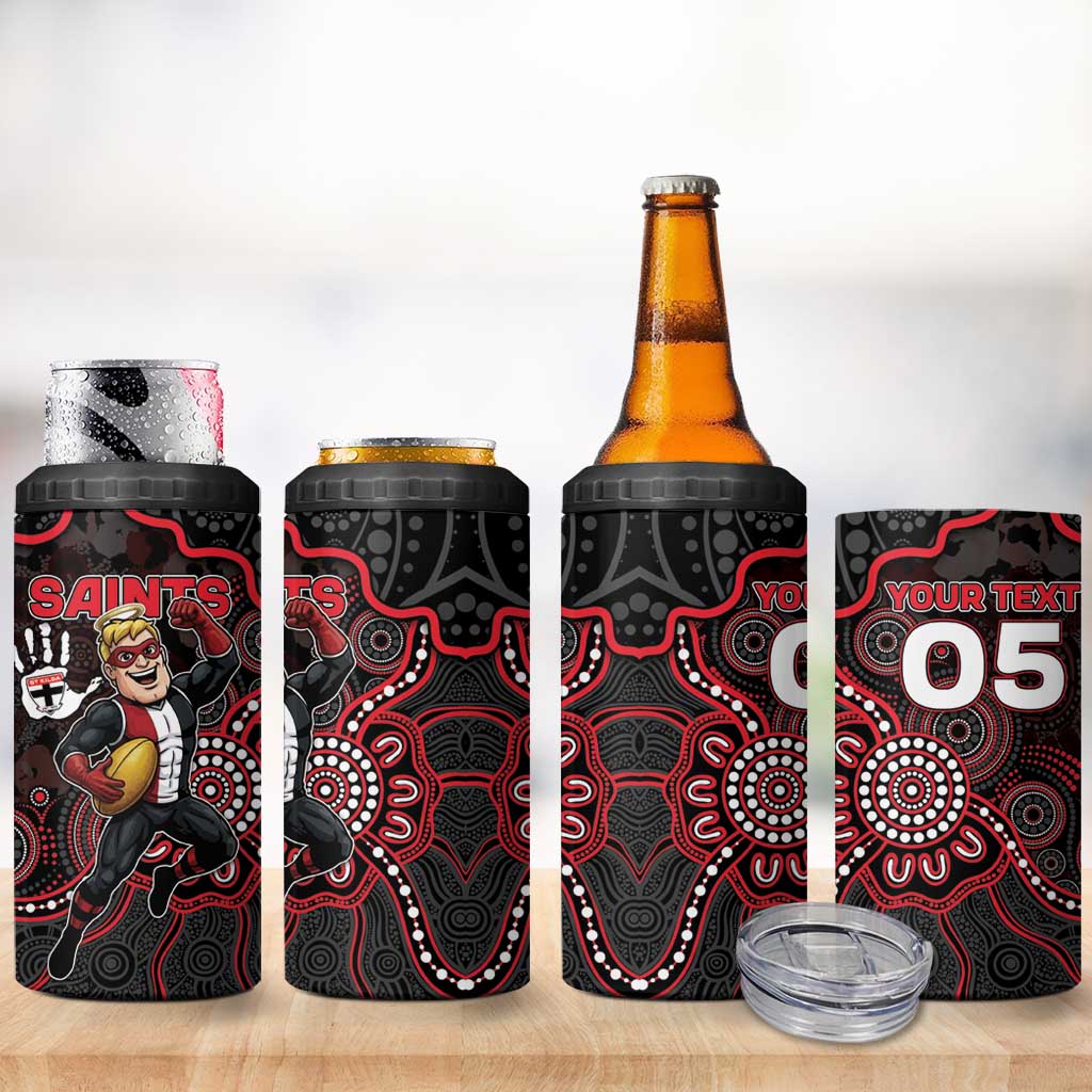 Custom Saints Football 4 in 1 Can Cooler Tumbler Aboriginal Dot Art Pattern