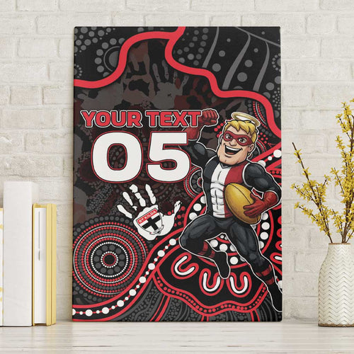 Custom Saints Football Canvas Wall Art Aboriginal Dot Art Pattern