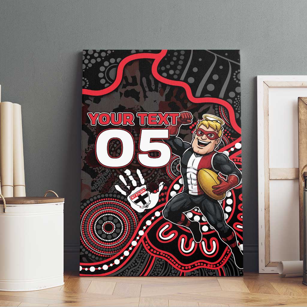Custom Saints Football Canvas Wall Art Aboriginal Dot Art Pattern