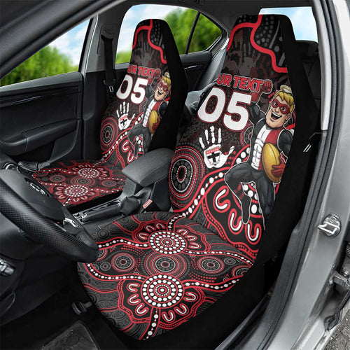 Custom Saints Football Car Seat Cover Aboriginal Dot Art Pattern