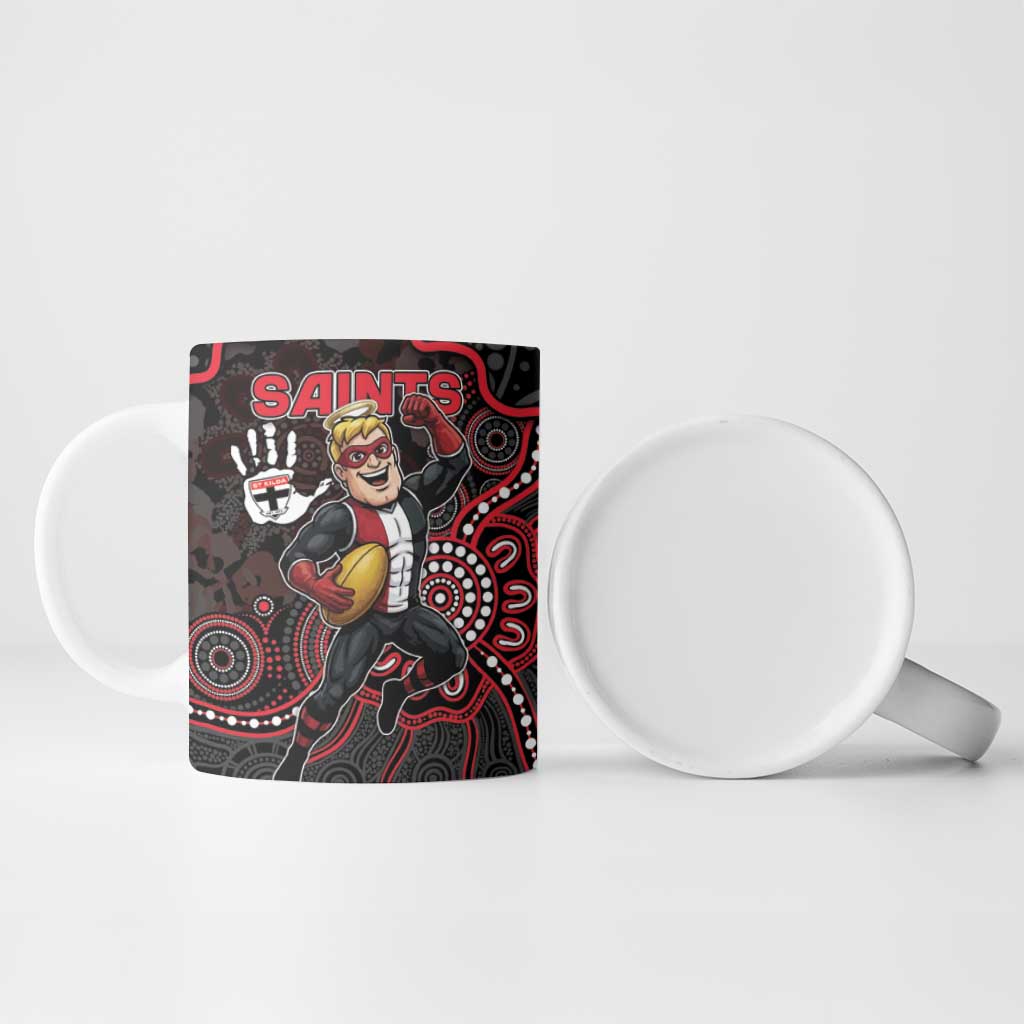 Custom Saints Football Ceramic Mug Aboriginal Dot Art Pattern