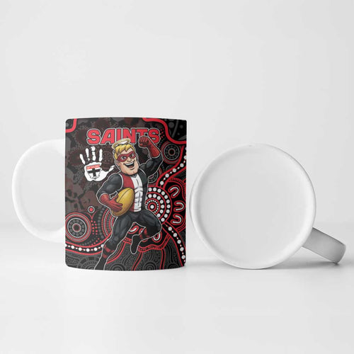 Custom Saints Football Ceramic Mug Aboriginal Dot Art Pattern