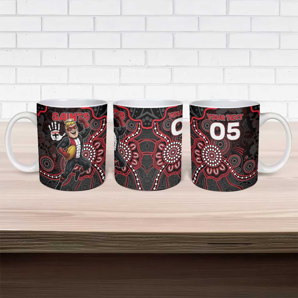 Custom Saints Football Ceramic Mug Aboriginal Dot Art Pattern