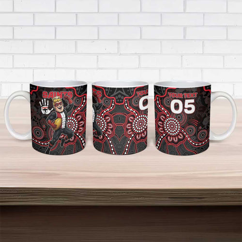 Custom Saints Football Ceramic Mug Aboriginal Dot Art Pattern