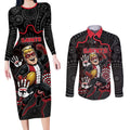 Custom Saints Football Couples Matching Long Sleeve Bodycon Dress and Long Sleeve Button Shirt Aboriginal Dot Art Pattern
