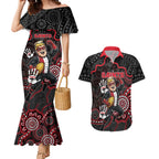 Custom Saints Football Couples Matching Mermaid Dress and Hawaiian Shirt Aboriginal Dot Art Pattern