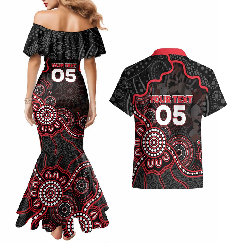 Custom Saints Football Couples Matching Mermaid Dress and Hawaiian Shirt Aboriginal Dot Art Pattern