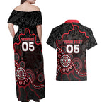 Custom Saints Football Couples Matching Off Shoulder Maxi Dress and Hawaiian Shirt Aboriginal Dot Art Pattern
