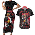 Custom Saints Football Couples Matching Short Sleeve Bodycon Dress and Hawaiian Shirt Aboriginal Dot Art Pattern