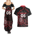 Custom Saints Football Couples Matching Summer Maxi Dress and Hawaiian Shirt Aboriginal Dot Art Pattern