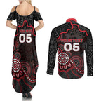 Custom Saints Football Couples Matching Summer Maxi Dress and Long Sleeve Button Shirt Aboriginal Dot Art Pattern
