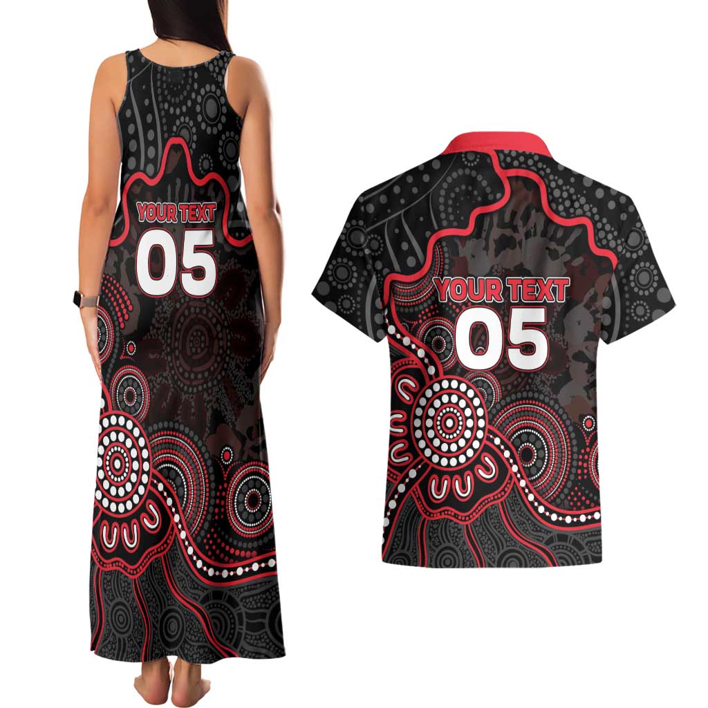 Custom Saints Football Couples Matching Tank Maxi Dress and Hawaiian Shirt Aboriginal Dot Art Pattern