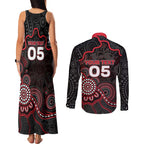 Custom Saints Football Couples Matching Tank Maxi Dress and Long Sleeve Button Shirt Aboriginal Dot Art Pattern