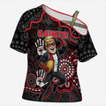 Custom Saints Football Cross Shoulder Shirt Aboriginal Dot Art Pattern