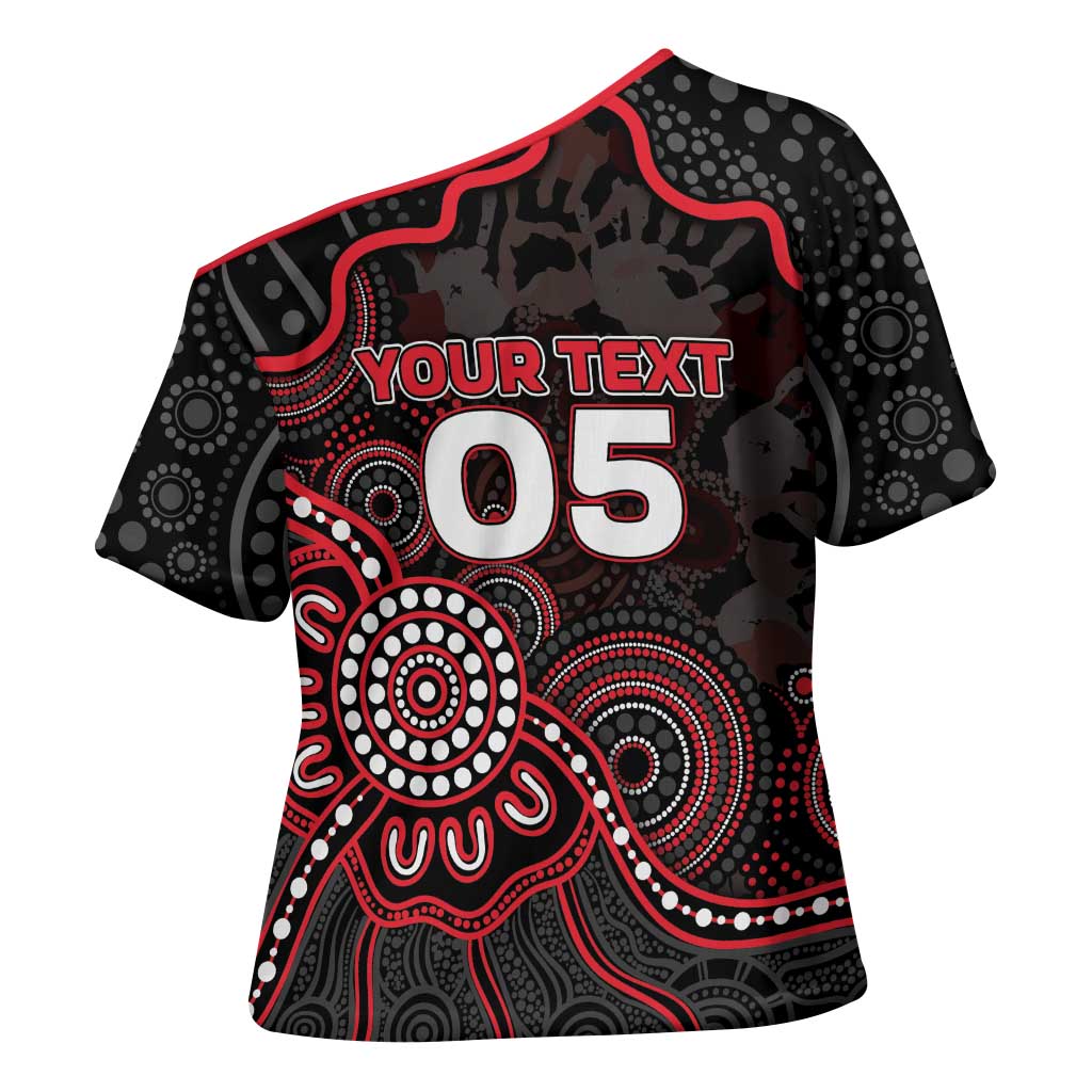 Custom Saints Football Cross Shoulder Shirt Aboriginal Dot Art Pattern