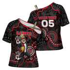 Custom Saints Football Cross Shoulder Shirt Aboriginal Dot Art Pattern