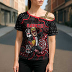 Custom Saints Football Cross Shoulder Shirt Aboriginal Dot Art Pattern
