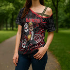 Custom Saints Football Cross Shoulder Shirt Aboriginal Dot Art Pattern