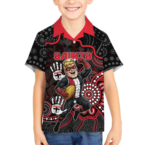 Custom Saints Football Family Matching Long Sleeve Bodycon Dress and Hawaiian Shirt Aboriginal Dot Art Pattern