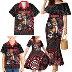 Custom Saints Football Family Matching Mermaid Dress and Hawaiian Shirt Aboriginal Dot Art Pattern